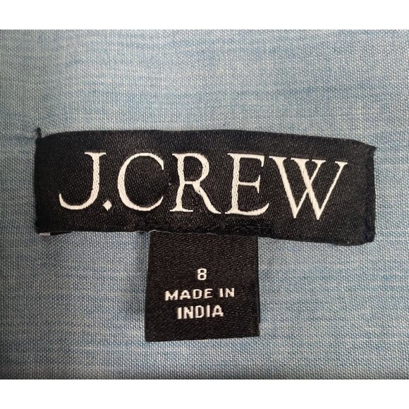J.Crew Cropped Blue Button-Up Shirt in Washed Voile Size 8 Preppy Lightweight - Picture 3 of 6